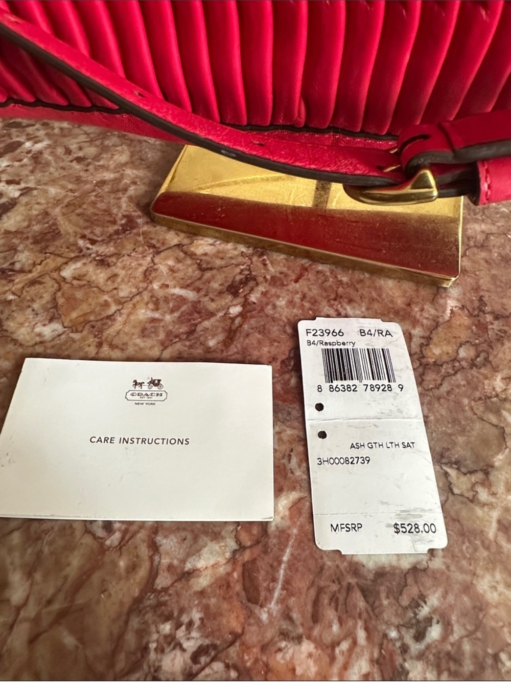 Coach Ashley Gathered Leather Satchel Bag Raspberry Pink F23966 - Picture 11 of 13
